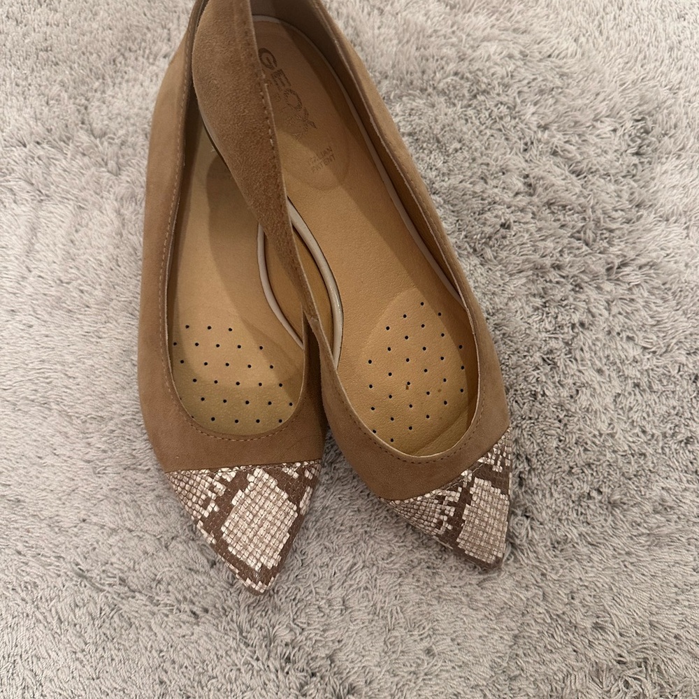Geox Tan and Brown Flats with Elegant Design